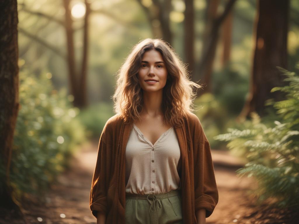 A warm and inviting image of a woman standing in