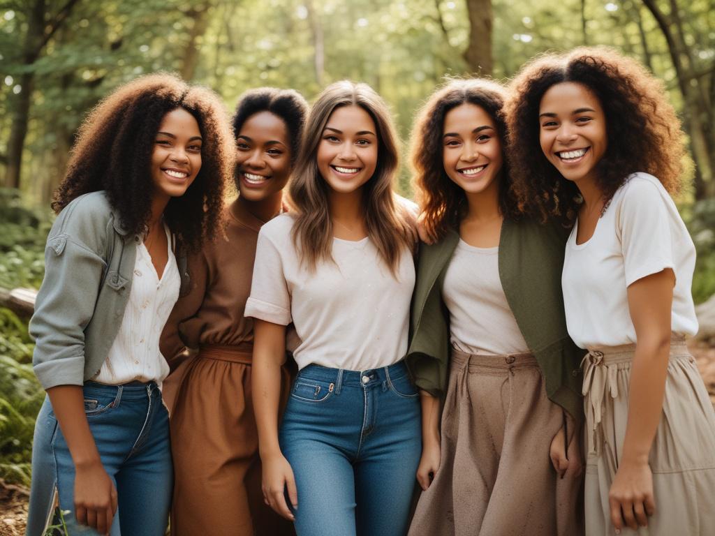 A group of diverse young girls participating in an empowering