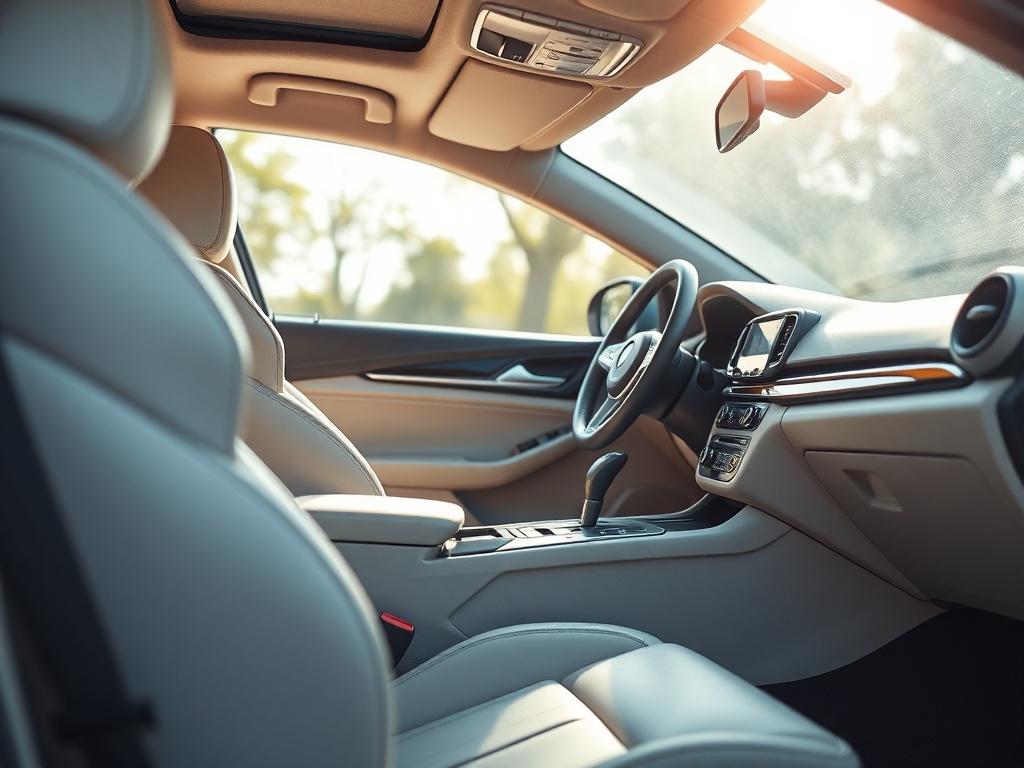 A close up shot of a freshly cleaned car interior,