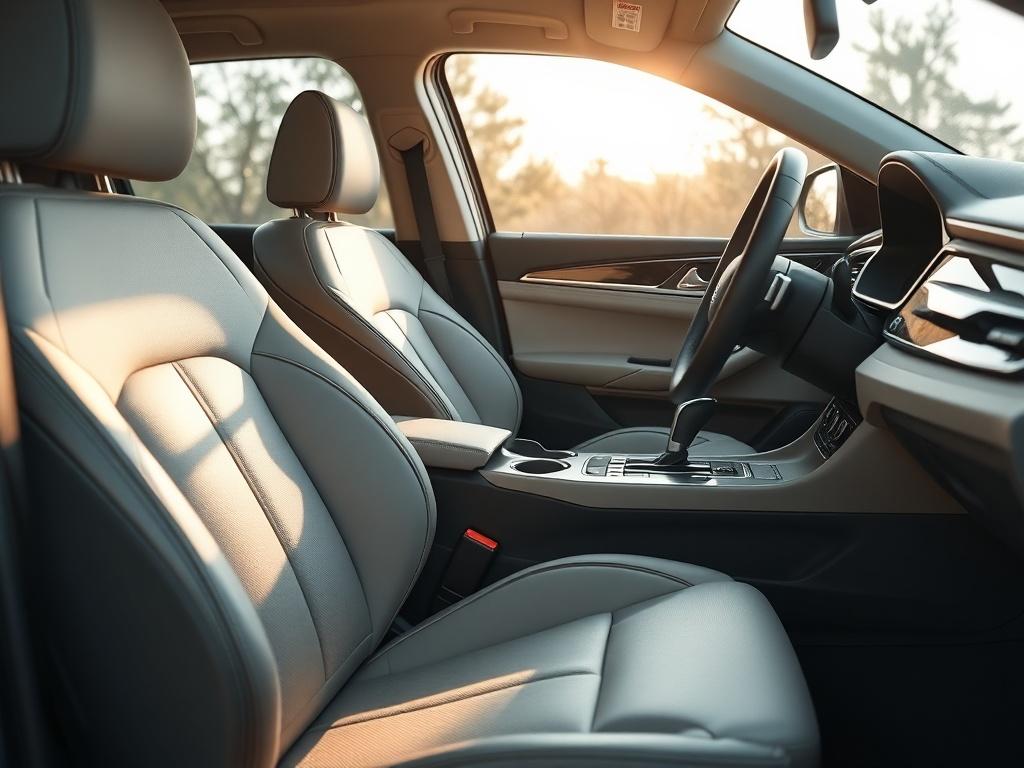 A close up shot of a meticulously cleaned car interior,