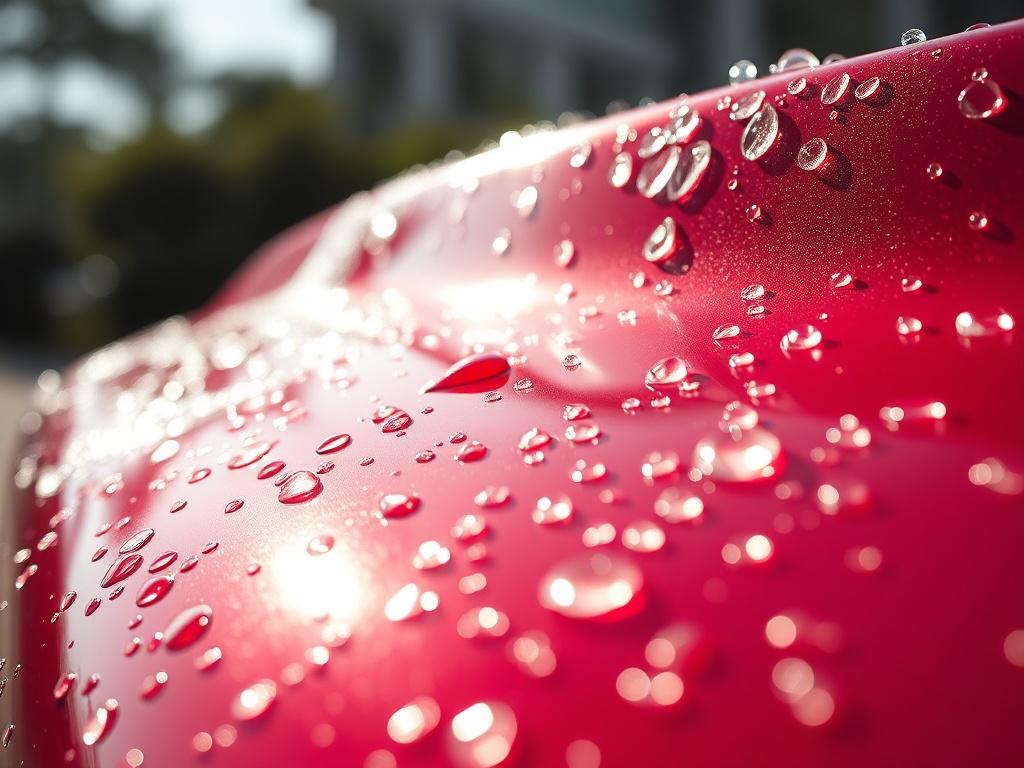 A close up shot of a shiny, freshly washed car
