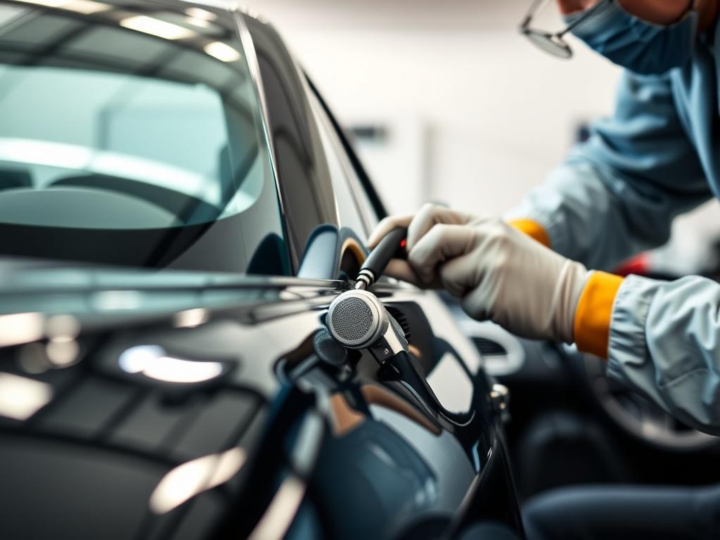 A close up shot of a car being detailed, focusing