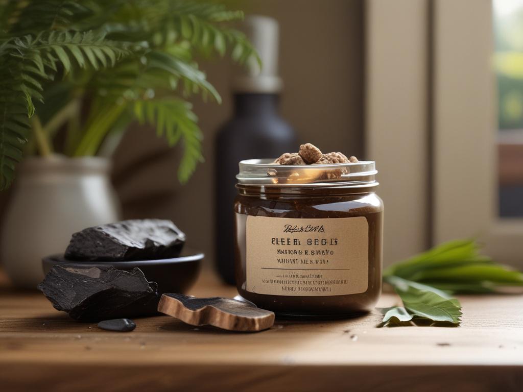 A rustic scene featuring a single jar of handcrafted black