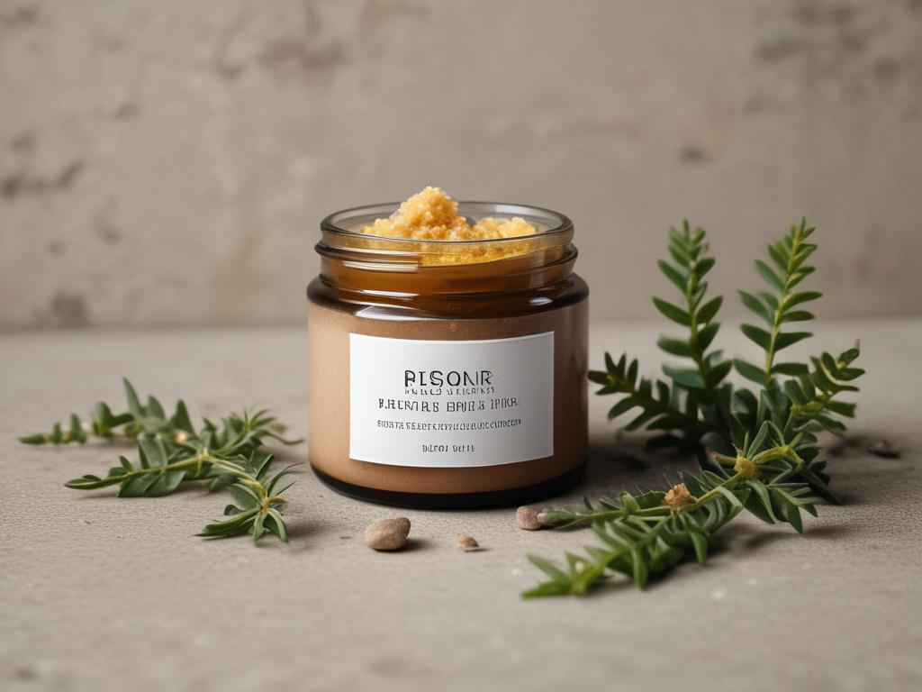 realistic high resolution of a jar of revitalizing body scrub