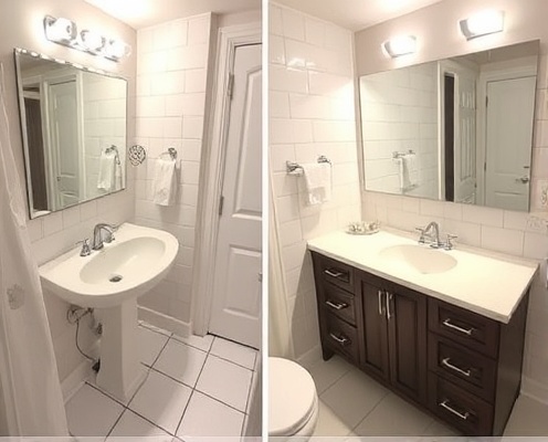 After: Spotless bathroom with sparkling tiles and sink