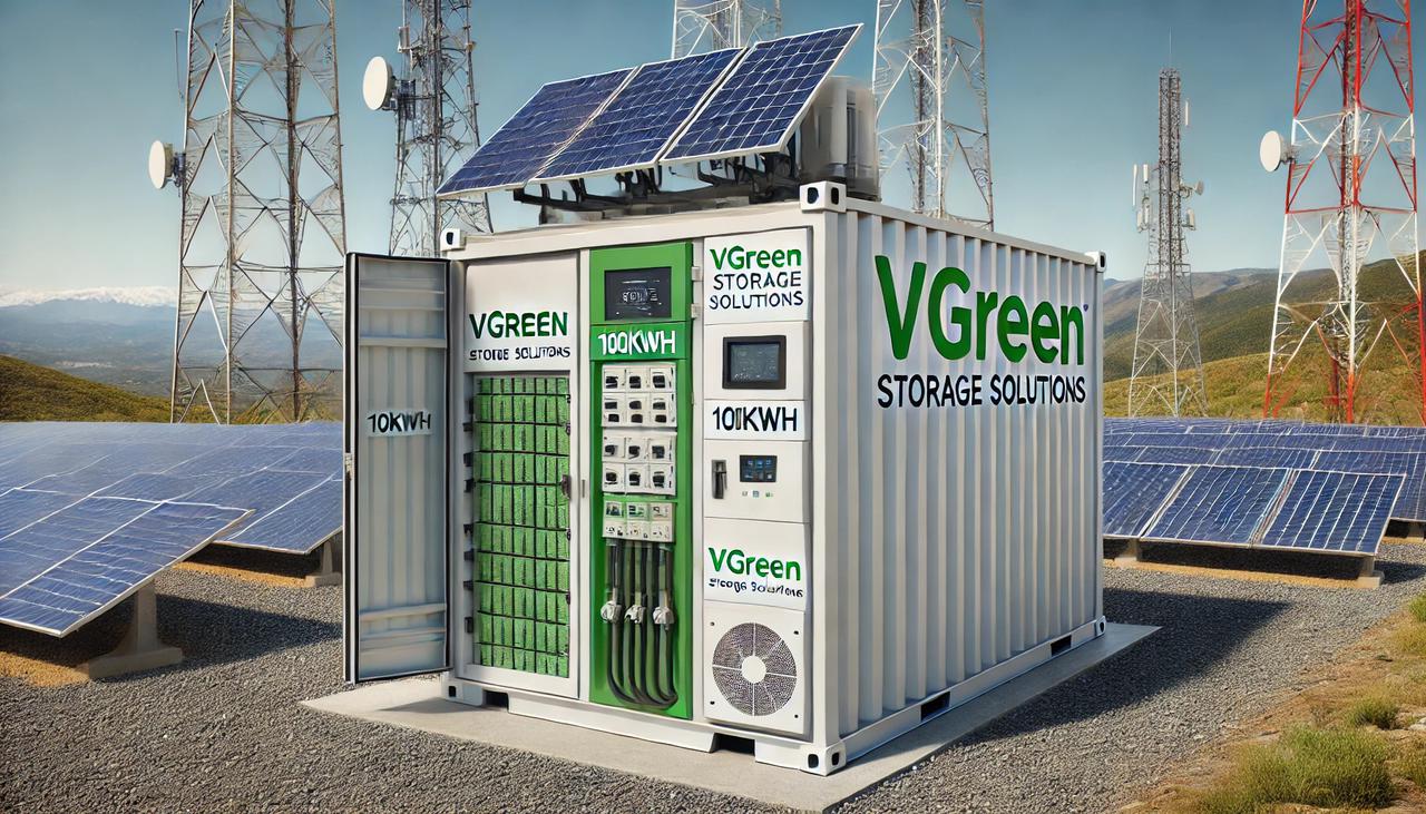 a 100kwh vgreen storage solutions energy storage system in a containerized, modular form, positioned in a telecommunications sector setting. the syste (1).jpg
