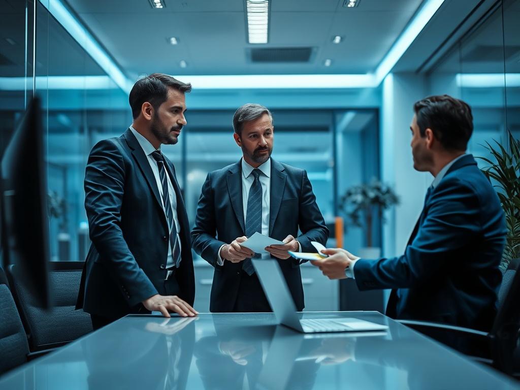 A realistic high resolution of a professional consultant discussing security