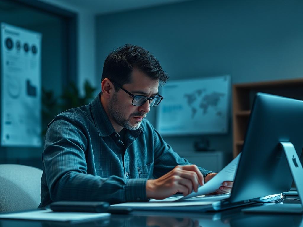 A realistic high resolution of a focused individual working on