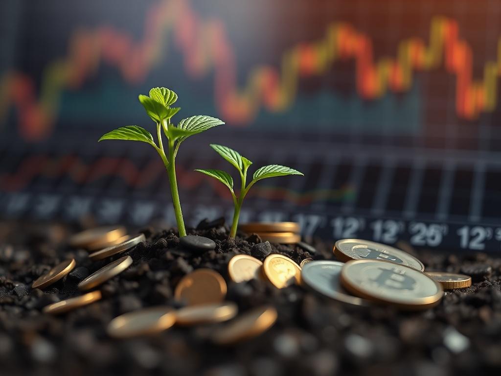 A close up shot of a growing plant symbolizing investment