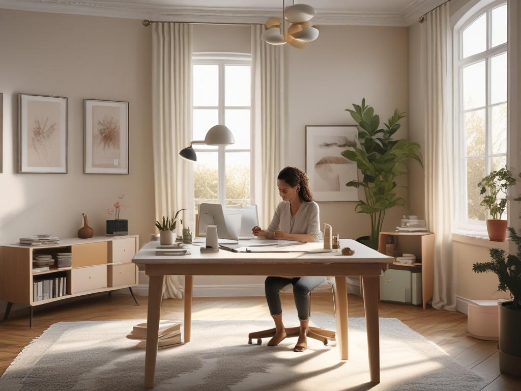 A color consultation scene featuring a designer surrounded by color swatches and paint samples. The setting includes a well-lit workspace with a variety of colors displayed on the walls, showcasing different palettes. The designer is thoughtfully discussing options with a client, creating a collaborative atmosphere. The background features art supplies and design tools to emphasize creativity.