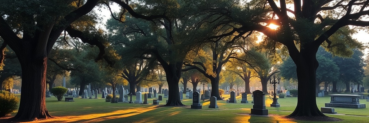 Serene cemetery landscape
