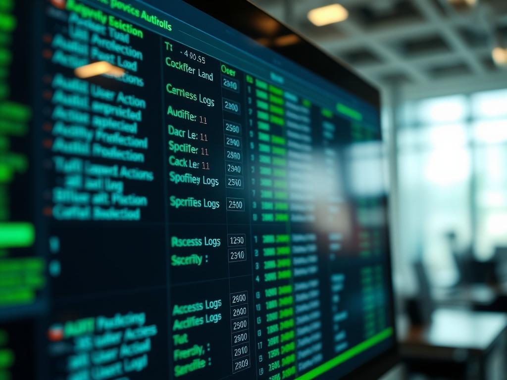 A close up shot of a digital audit log displayed