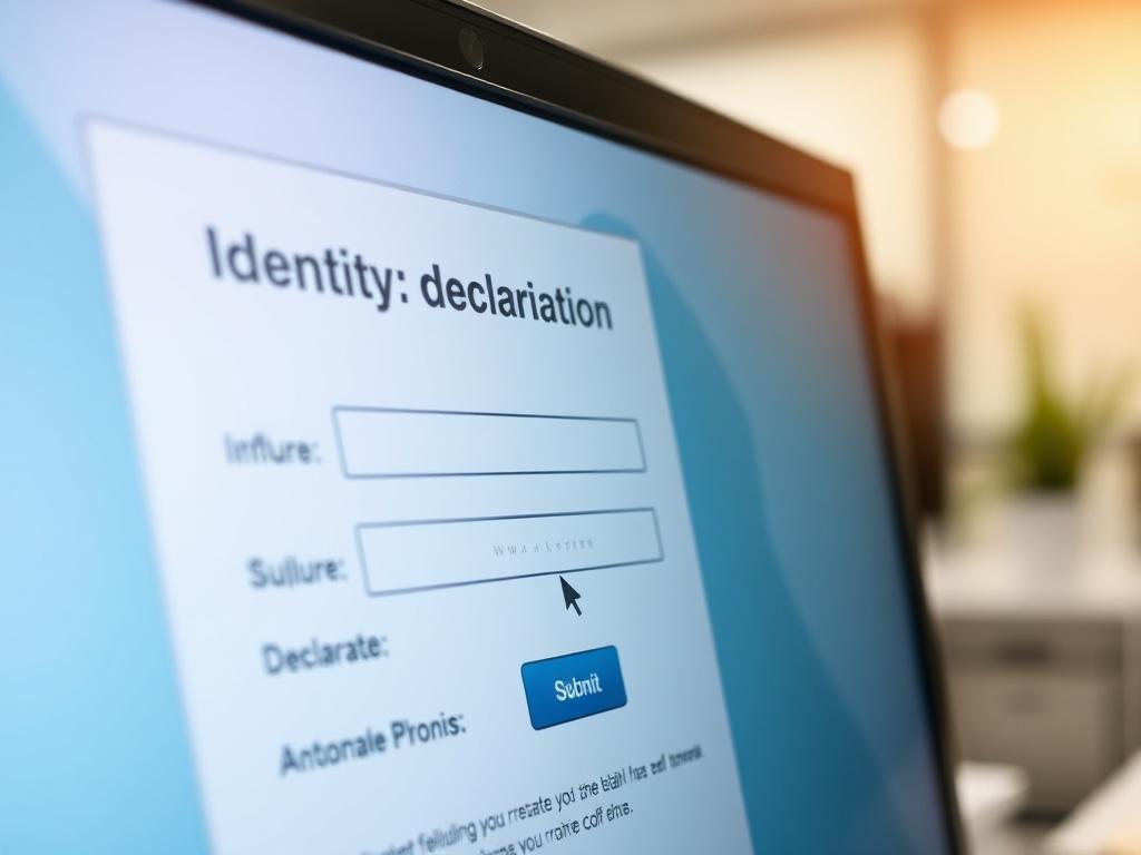 Close up shot of a computer screen displaying an identity