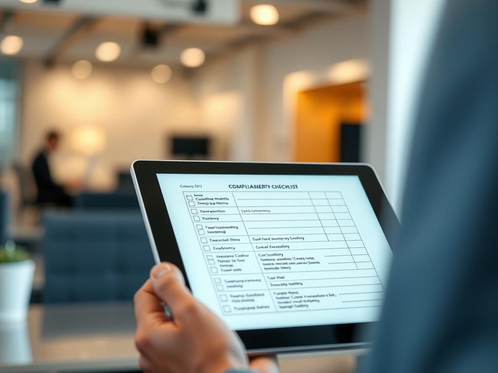 A close up shot of a compliance checklist on a