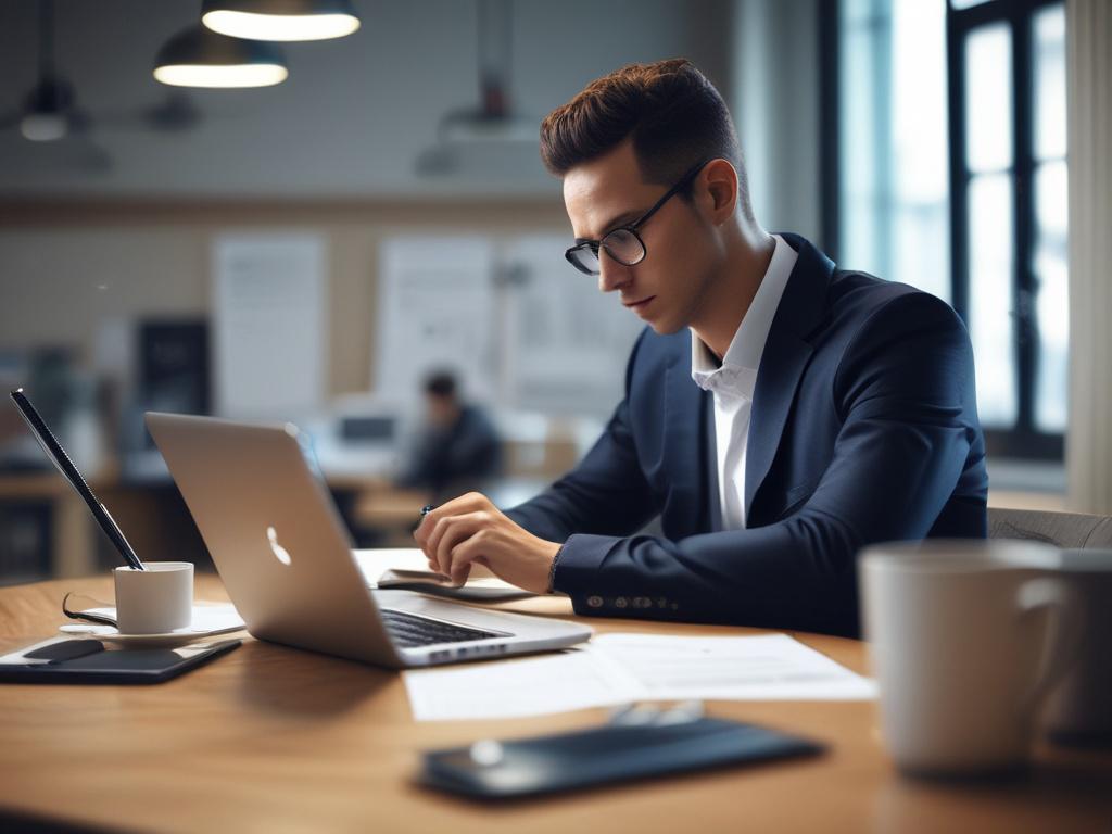 A close up shot of a focused professional working on