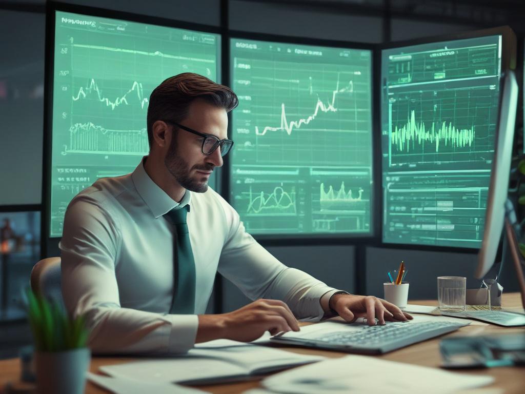 A hyper realistic close up image of a financial consultant
