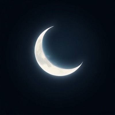 Crescent moon with moonlight glow