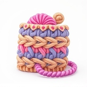 Cozy handmade yarn wallet with intricate knit pattern