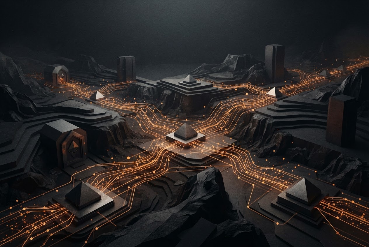 Abstract amber paths represent a carefully verified digital transaction