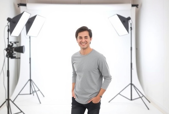 Quick walk-in photoshoot with simple bright backdrop