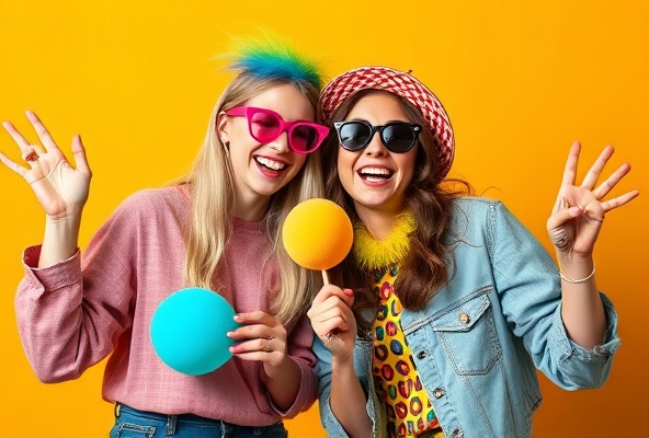Best friends laughing together in fun photoshoot