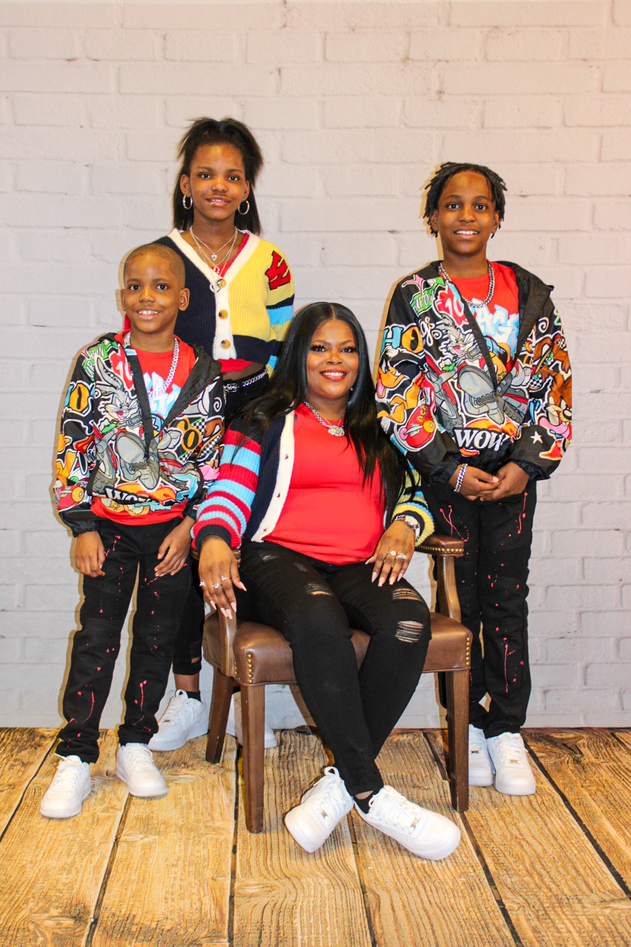 Family portraits in professional photo studio