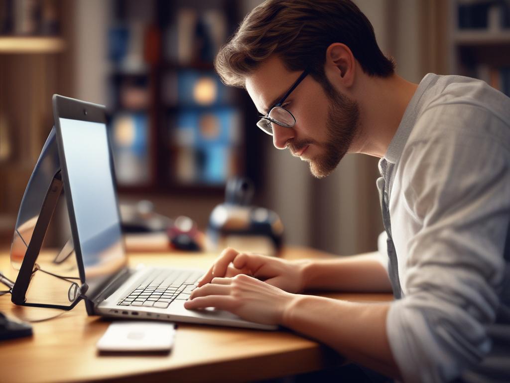 A hyper realistic image of a person typing on a