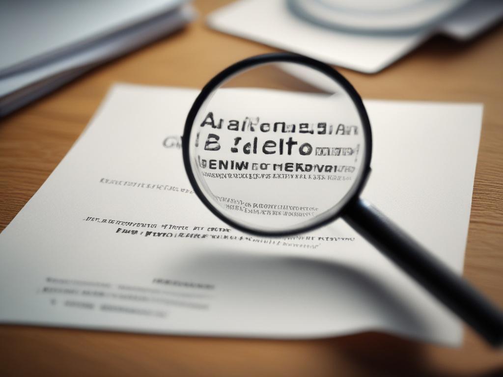 A close-up shot of a magnifying glass focusing on a piece of paper with text on it. The background is blurred to emphasize the magnifying glass and the text. The lighting is bright, creating a clear and realistic image. The color scheme incorporates rgb(12, 186, 225), adding a modern and vibrant touch.