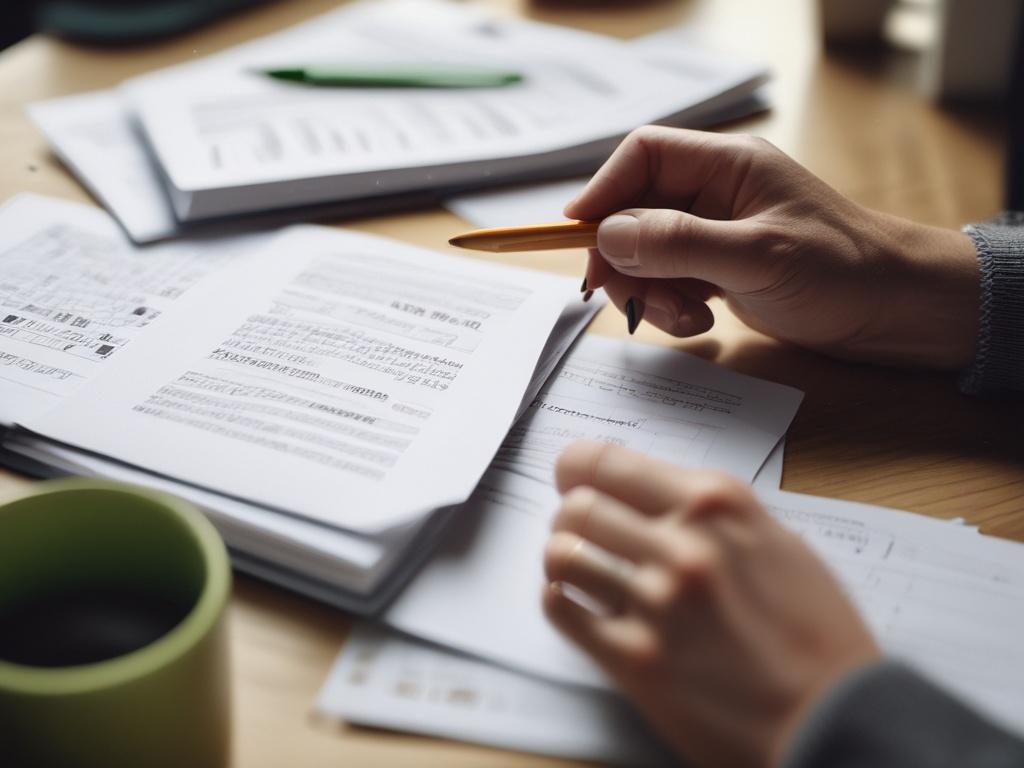 close up of a person reviewing debt repayment plans with