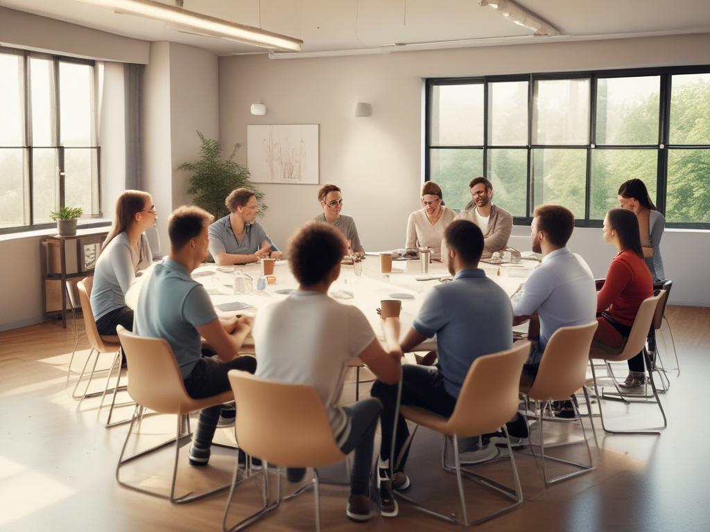An enthusiastic group of professionals in a training session, engaging