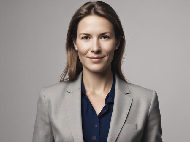Create a realistic high-resolution photo that embodies the theme "Embracing Change: The Power of Readiness." Focus on a single subject—a female leader standing confidently at the forefront of the image. She should be in business attire, exuding a sense of determination and openness. Her expression should reflect a blend of strength and approachability, symbolizing leadership ready to embrace change.

In the background, depict a blurred modern office environment with large windows letting in natural light, h