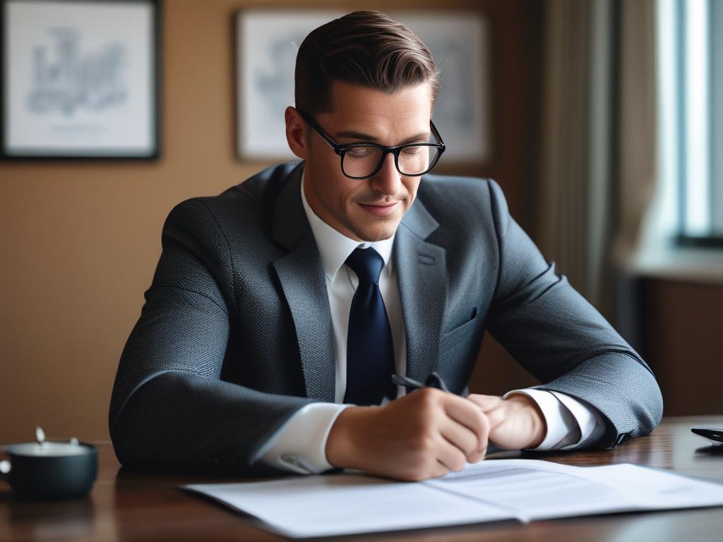 A realistic high resolution close up of a confident lawyer