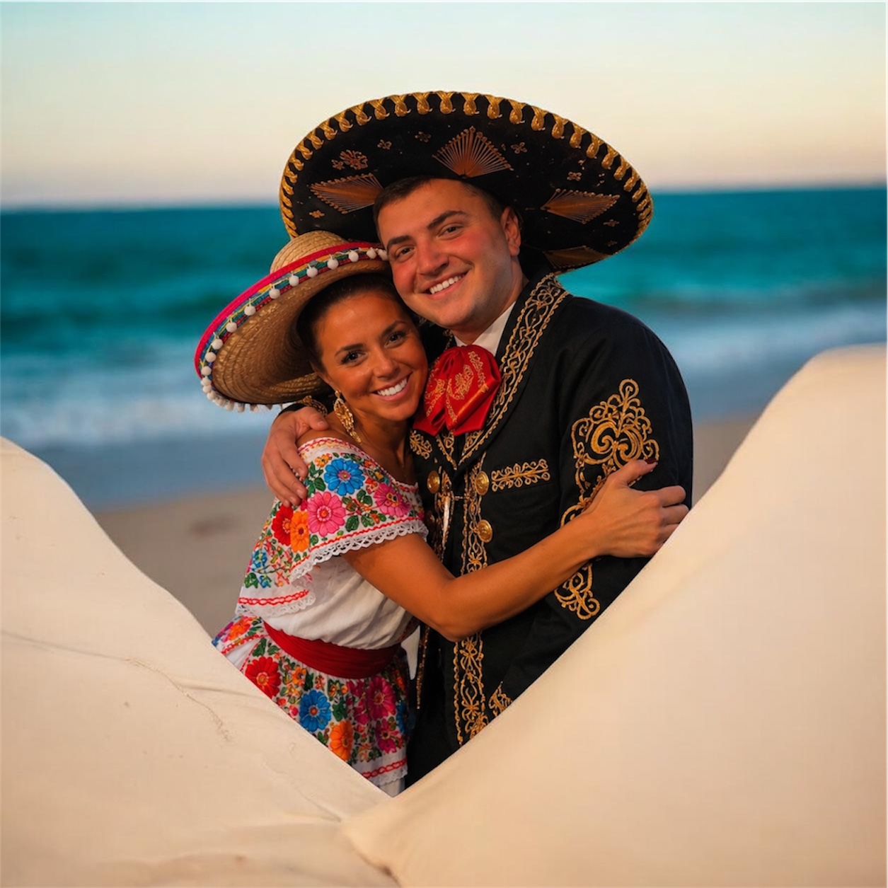 Kim and Nick on a beach in Mexico