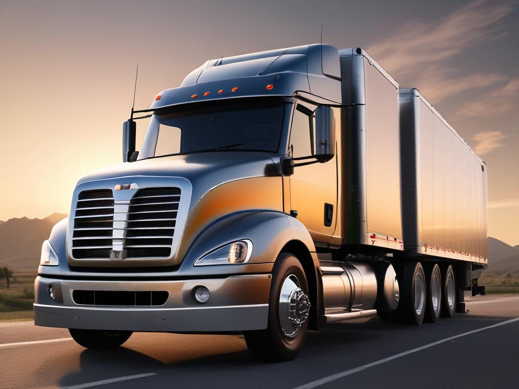 A close up shot of a commercial truck with a