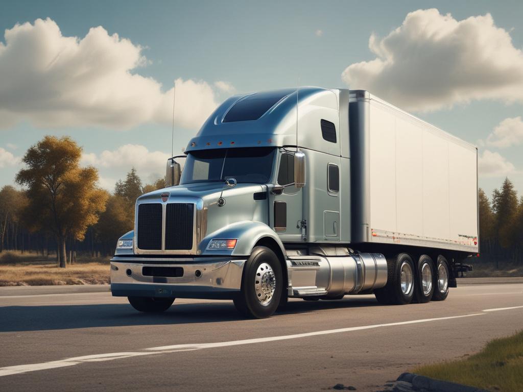 **Prompt for AI Image Generator:**

Create a realistic high-resolution photo that depicts a single, well-maintained commercial truck parked in a bright, open area under a clear blue sky. The truck should be the sole focus of the image, showcasing its sleek design and polished exterior. Position the truck at a slight angle to display its front and side, highlighting its features and branding. Ensure the truck's colors are vibrant and eye-catching, complementing the rgb(50, 170, 39) primary color used in R7 C