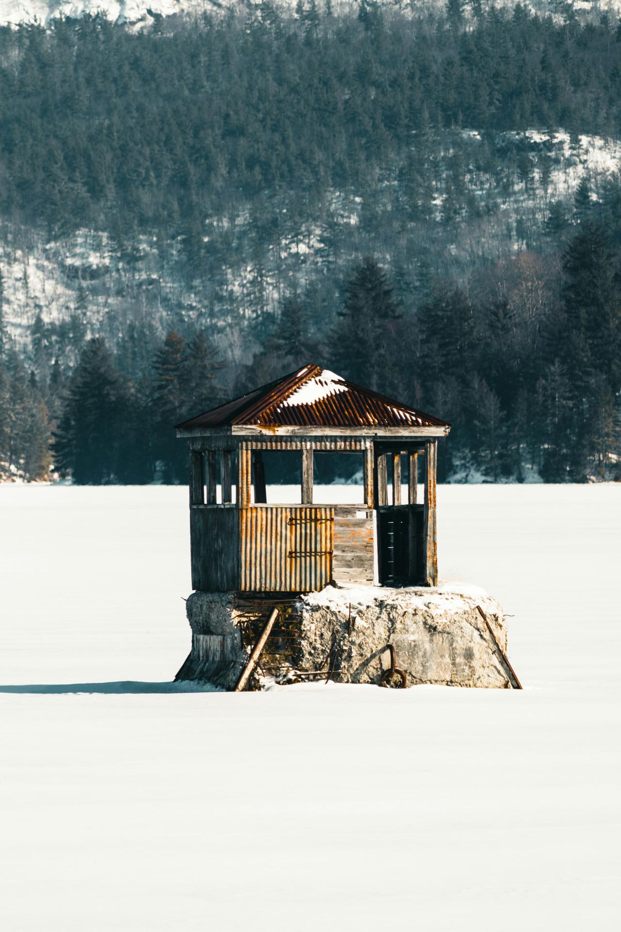 In the middle of a frozen lake