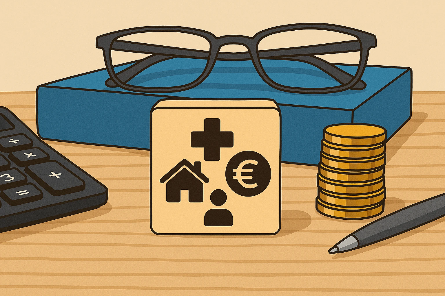 Symbole für Gesundheit, Familie, Geld – ganzheitliche Vorsorge für Beamtenanwärter