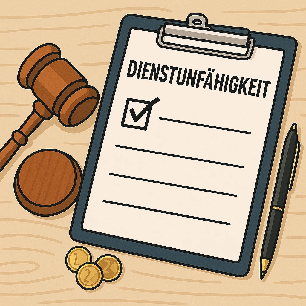 Klemmbrett mit ‚Dienstunfähigkeit‘ – Absicherung für Beamtenanwärter im Ernstfall