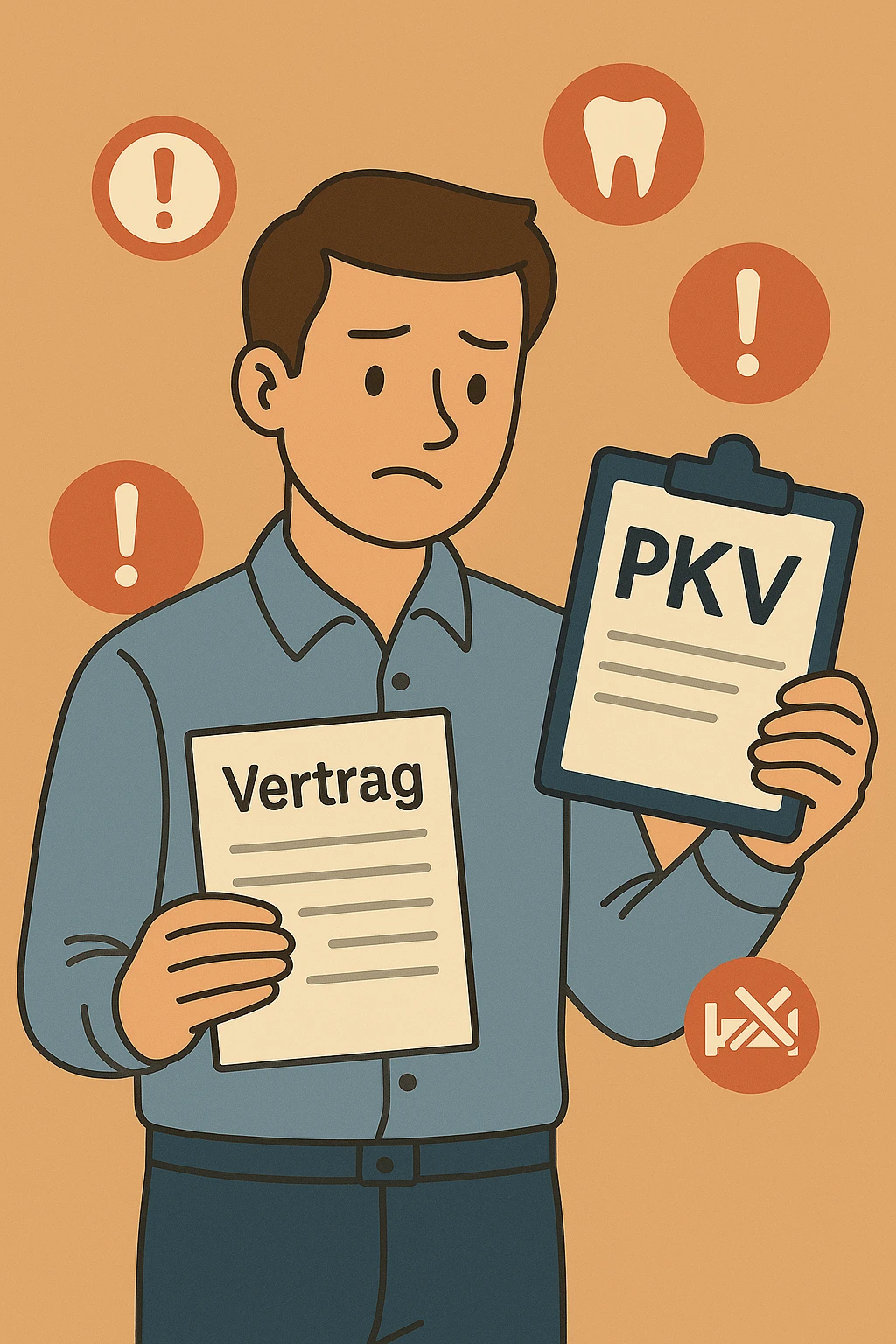 Mann mit Vertrag und PKV-Dokument – typische Fehler beim Abschluss vermeiden