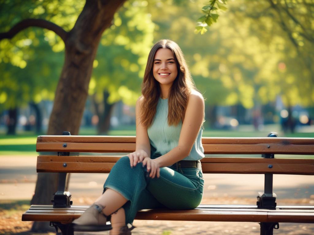 A youthful and attractive young woman dressed in stylish casual
