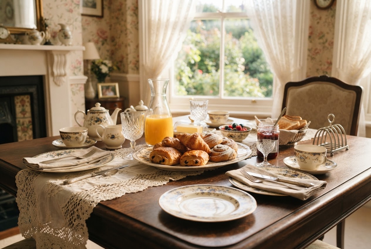 Breakfast table at Heron House