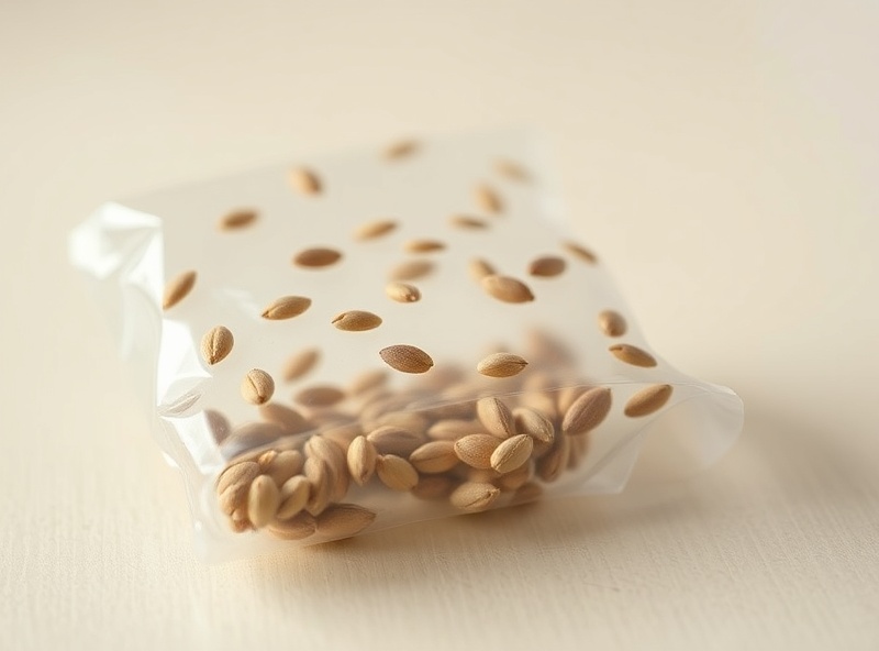 Close-up of a single EcoWrap piece with clearly visible embedded seeds ready to plant