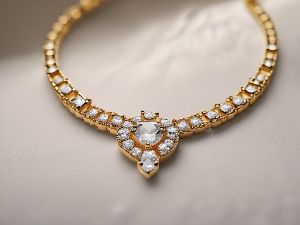 A close up shot of a luxurious 14k gold necklace