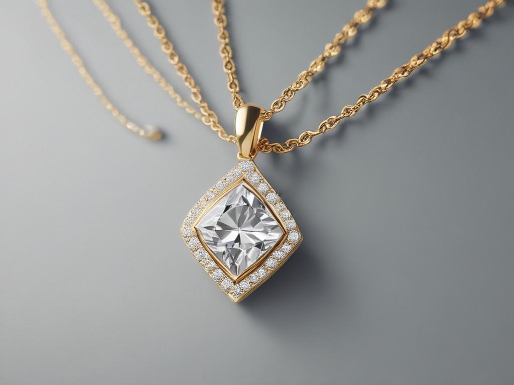 A breathtaking diamond pendant necklace featured in a close up
