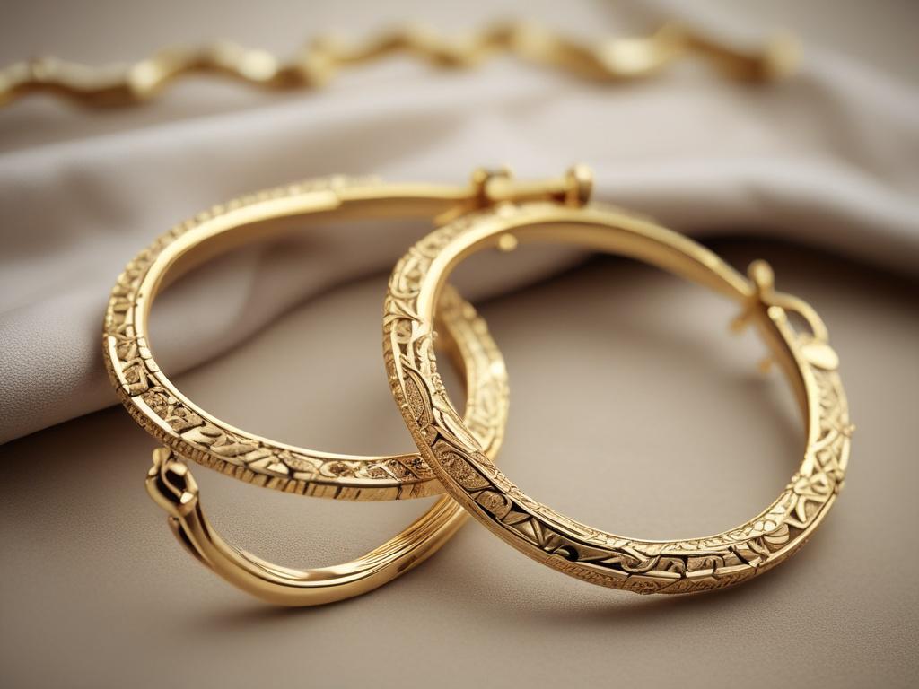 A pair of elegant 14k gold hoop earrings displayed against