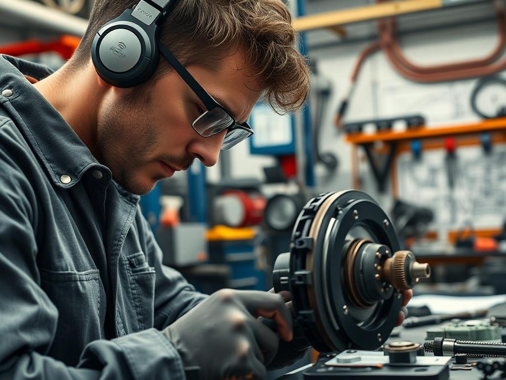 A close up image depicting an engineer working on a