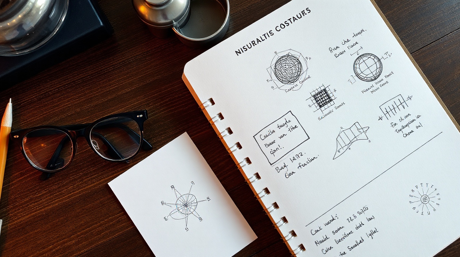Laboratory notebook with neural network diagrams