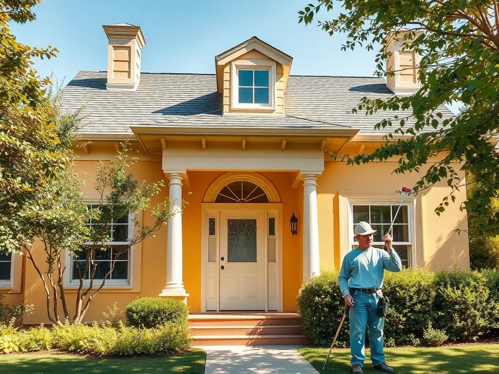 A beautiful house with freshly painted exterior walls in a