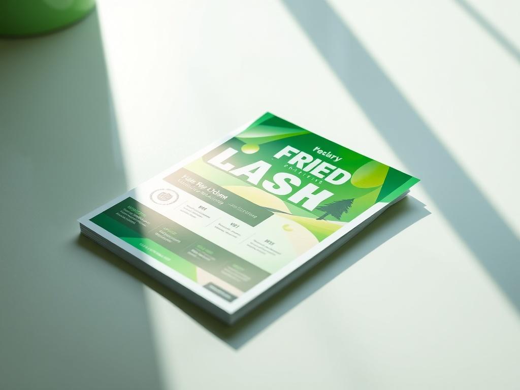 A realistic high-resolution photo depicting a vibrant flyer spread out on a clean surface, with soft natural lighting highlighting its colors and design. The background should be subtle yet professional, focusing on the flyer and its quality.