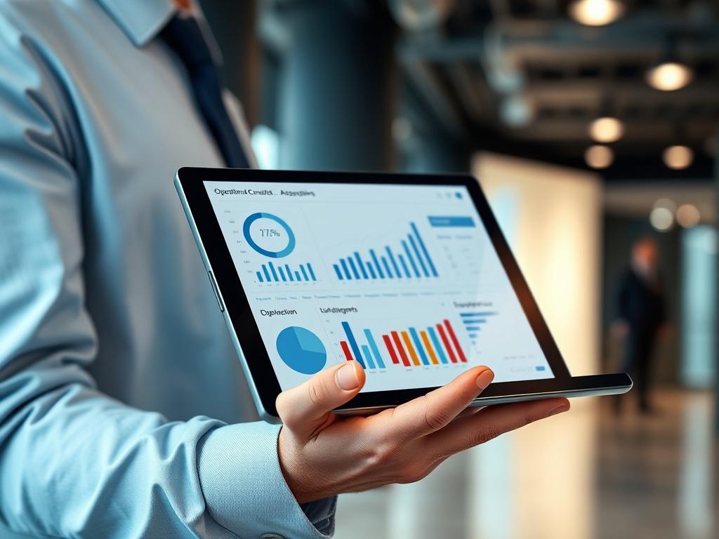 A close up shot of a financial consultant presenting operational